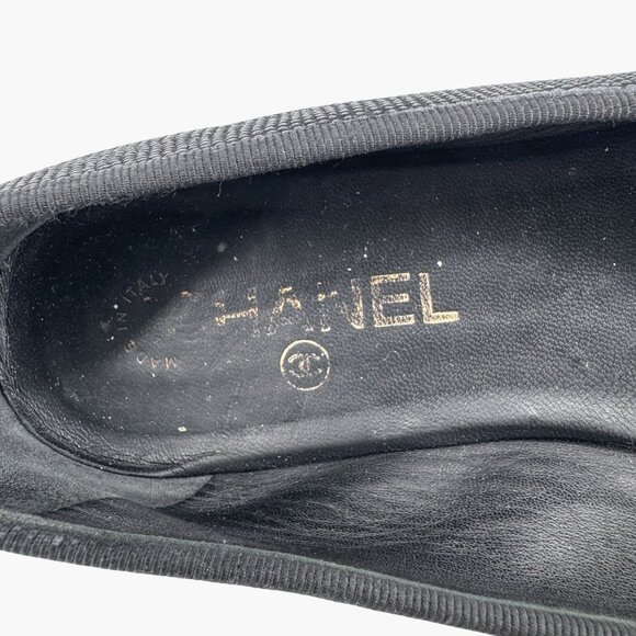 Chanel CC Cap Toe Ballet Flats Black & Gold Textured Shoes Size 38.5 US 7.5-8 - Picture 14 of 14